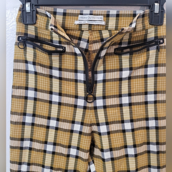 Urban Outfitters Yellow Black Plaid Tartan Front Zip Pants Size 2 - Picture 7 of 8